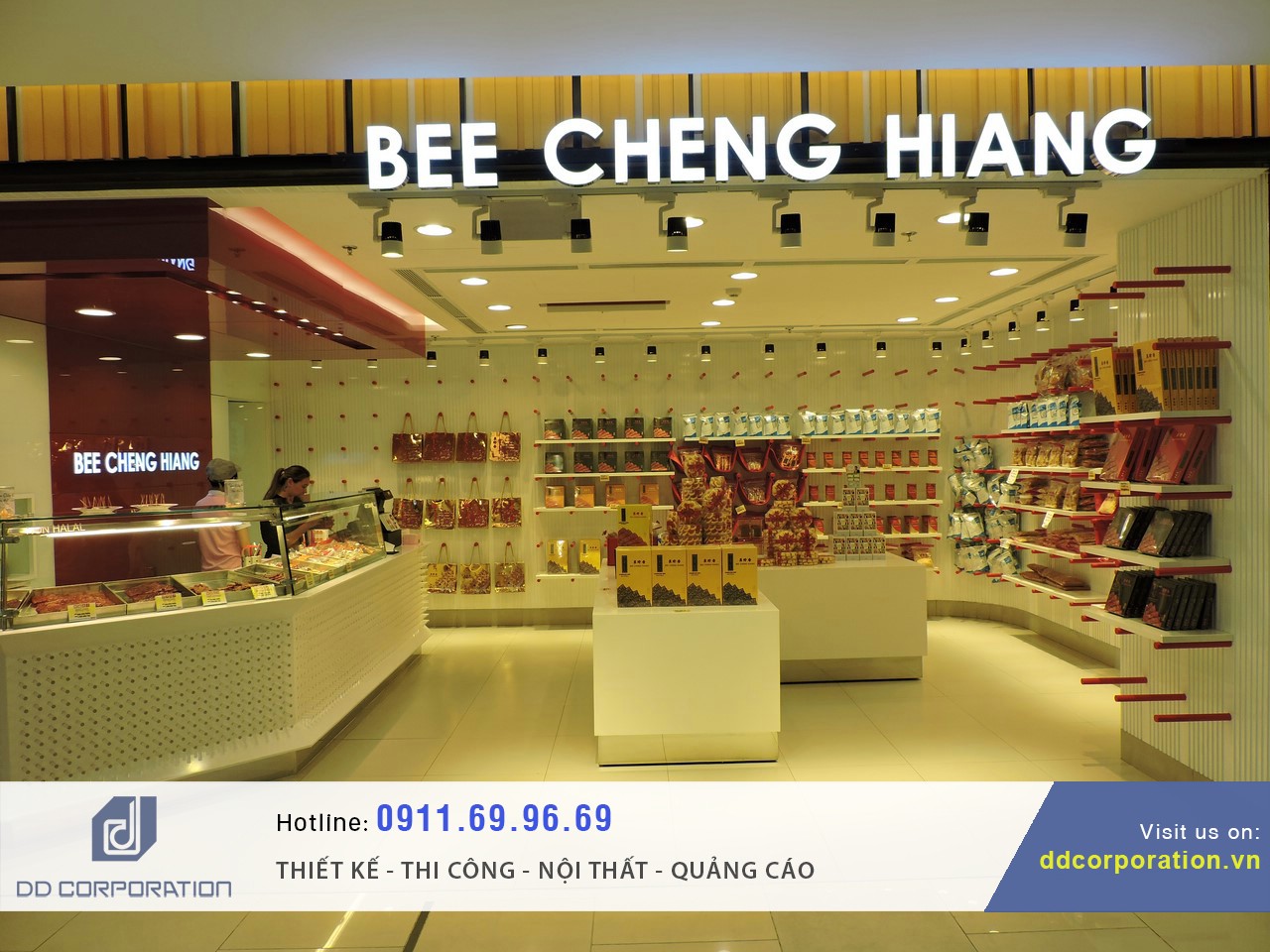thiết kế nội thất cửa hàng Bee Cheng Hiang